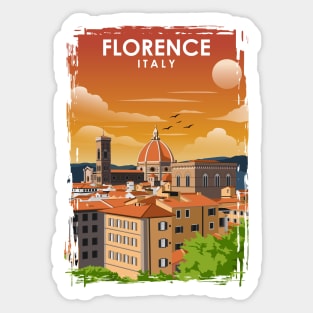 Florence Italy Tuscany Vintage Minimal Retro Travel Poster Sticker